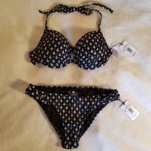 Women's b&w print push-up bikini Sz 36C/M